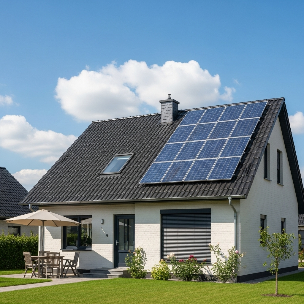 Maison équipée de panneaux solaires